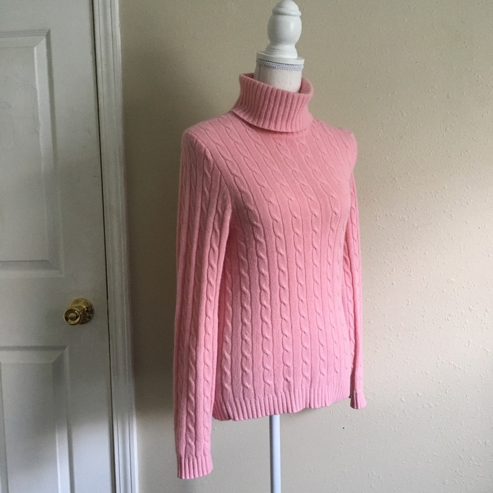 J Crew Pink Knit Turtleneck Sweater Size Medium